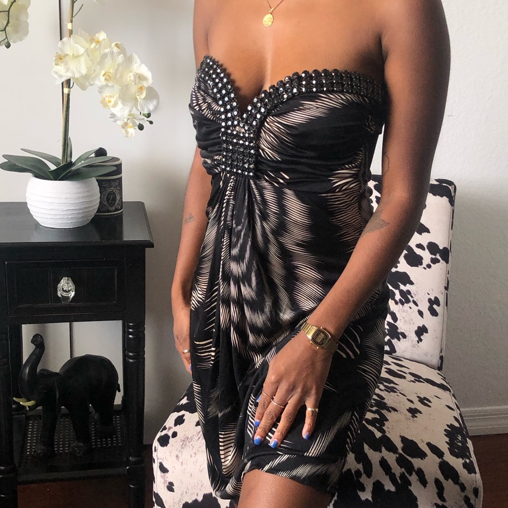 Mini silky feel dress with sequin details